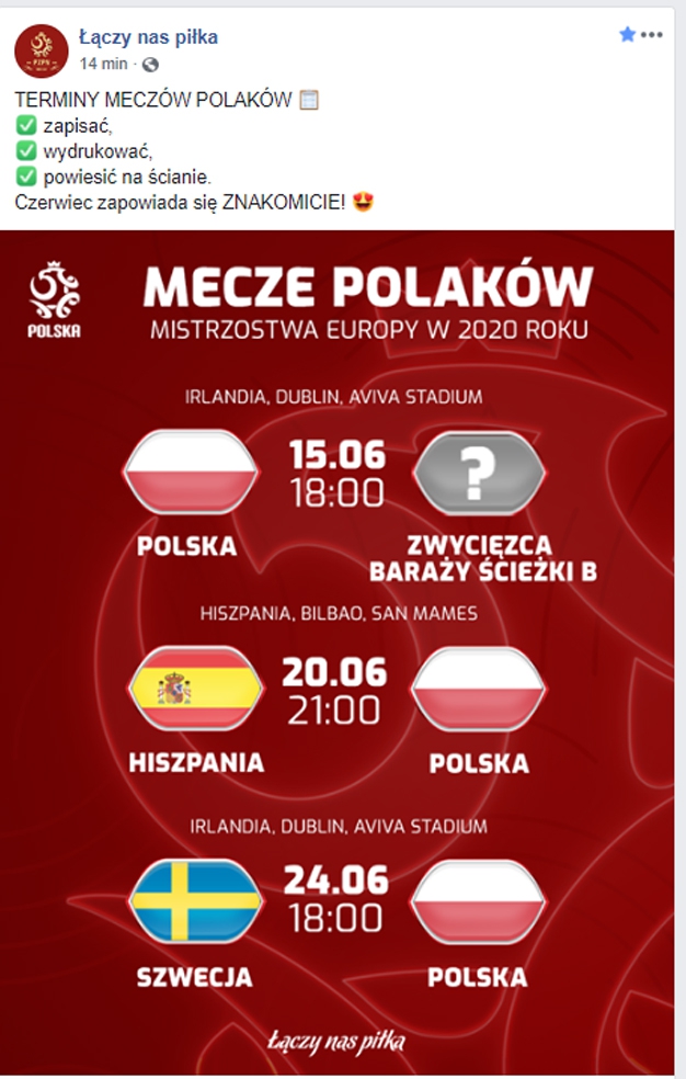Znamy już TERMINARZ meczów Polski na EURO 2020!